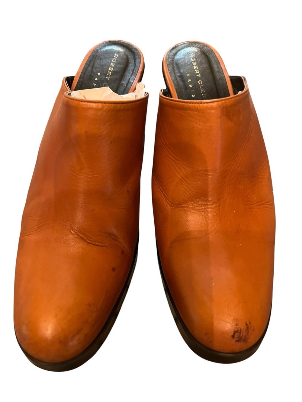 Robert Clergerie womensy Burnt Orange Leather Slip-On Mules made in France
